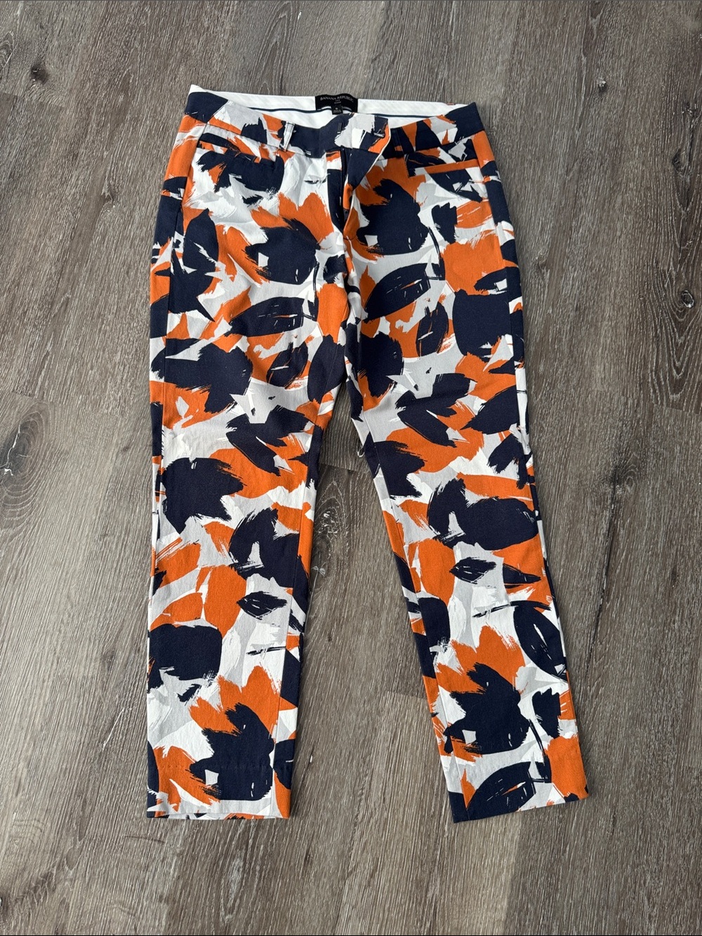 Banana Republic Orange, Navy & White Printed women’s Casual Pants